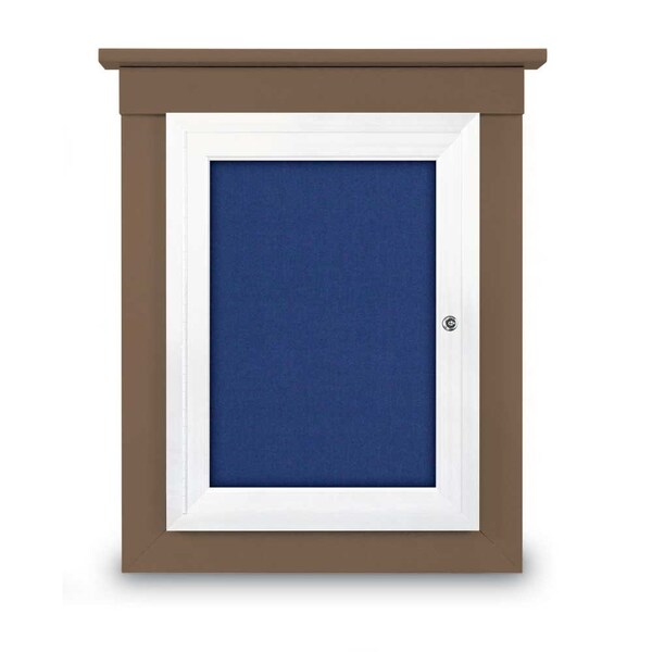 72"x48" 3-Door Enclosed Letterboard, Header, Green Felt/Lt Oak